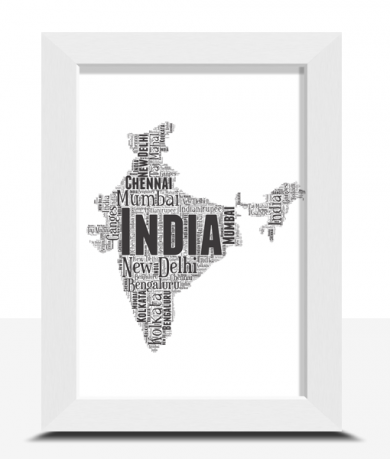 Personalised India Word Art Map Print – Custom Memories Gift