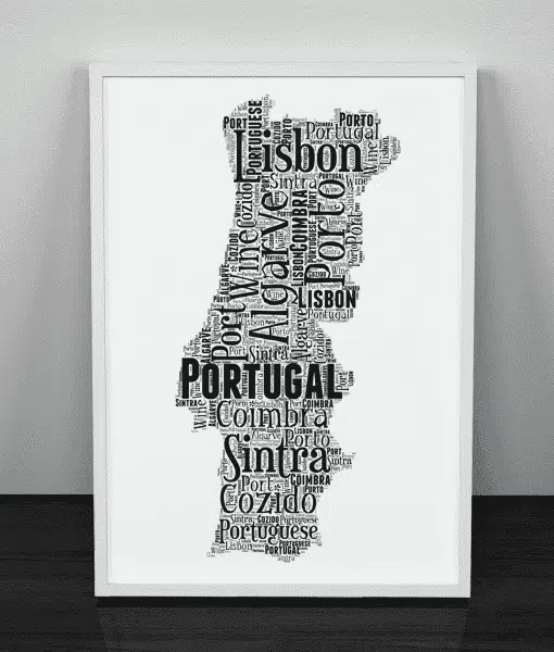 Personalised Portugal Word Art – Custom Picture Map Print Maps