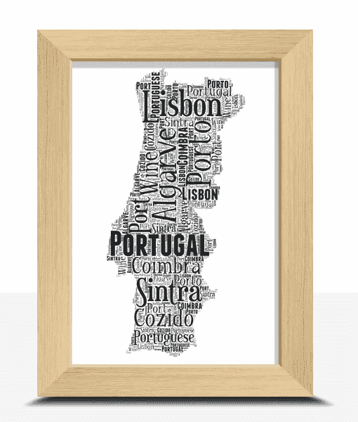 Personalised Portugal Word Art – Custom Picture Map Print Maps