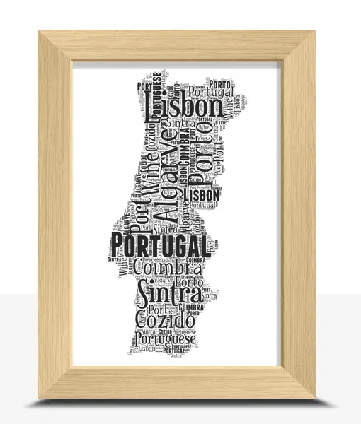 Personalised Portugal Word Art Picture Map Print Maps