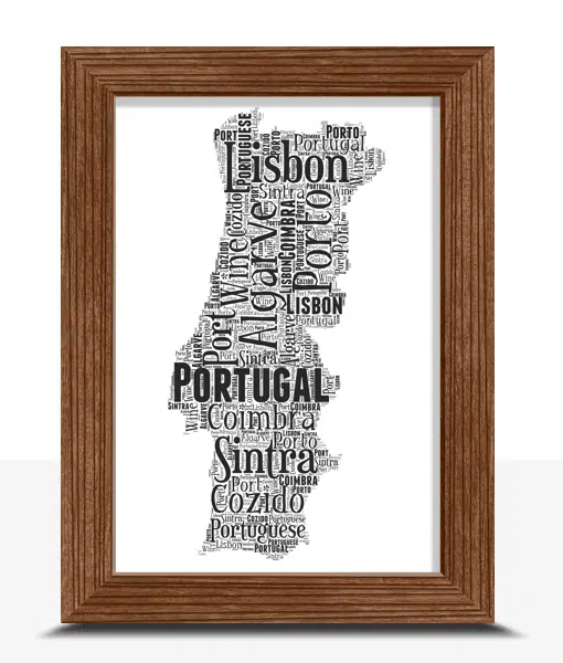 Personalised Portugal Word Art Picture Map Print Maps
