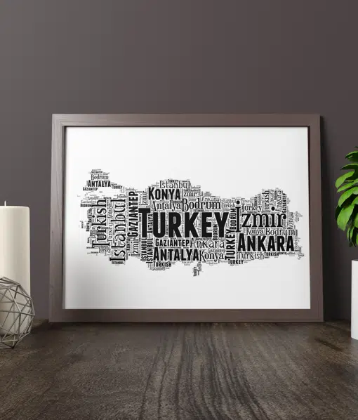 Personalised Turkey Word Art Map Maps