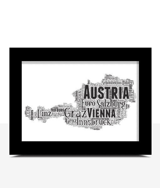 Personalised Austria Word Art Map – Tell Your Story in Words Maps