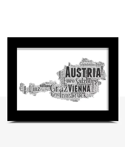 Personalised Austria Word Art Map – Tell Your Story in Words Maps