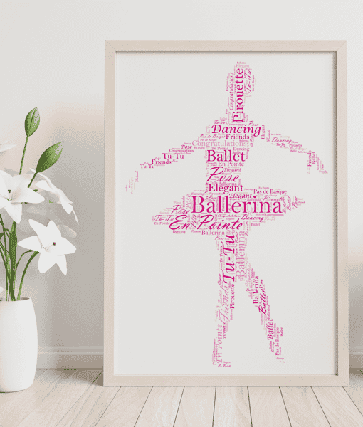 Personalised BALLERINA Word Art Print Sister Mum Friend Ballet Birthday Gift 