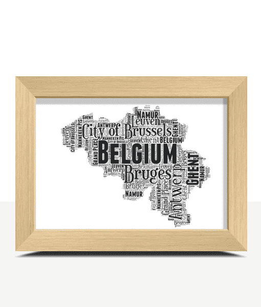 Personalised Belgium Word Art Map – Custom Belgian Print Maps