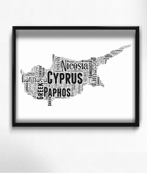 Add All Your Own Words Personalised Cyprus Word Art Map Cypriot Word Art