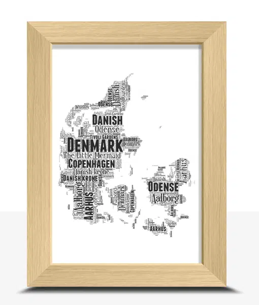 Personalised Denmark Word Art Map – Create Your Danish Story Maps