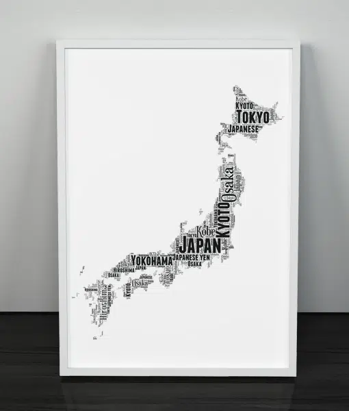 Personalised Japan Word Art Picture Map Print Maps