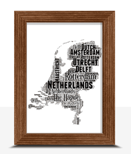Personalised Netherlands Word Art Map – Create Your Own Maps