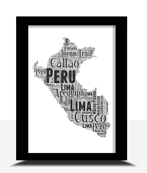 Personalised Peru Word Art Map Maps