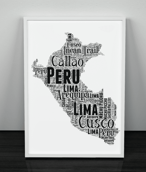 Personalised Peru Map Wall Art – Create Your Own Word Art Maps