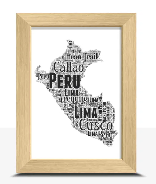 Personalised Peru Map Wall Art – Create Your Own Word Art Maps