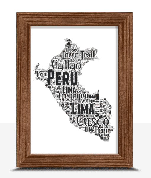 Personalised Peru Word Art Map Maps