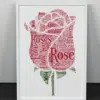 Personalised Rose Word Art Flower Picture Gift Engagement Gifts