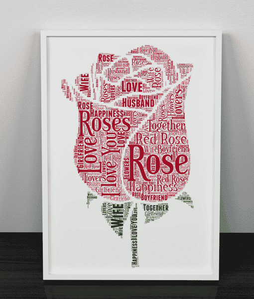 Personalised Rose Word Art Print Engagement Gifts