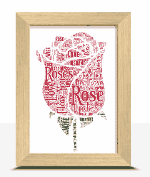 Personalised Rose Word Art Print Engagement Gifts
