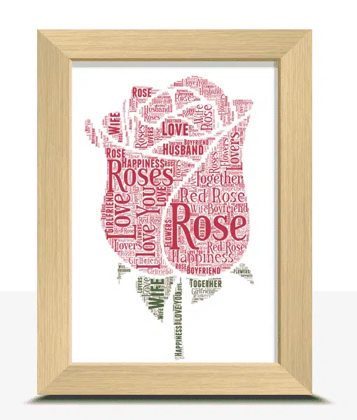 Personalised Rose Flower Word Art Picture Frame Gift Engagement Gifts