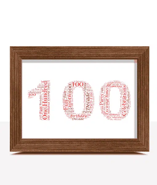 100th Birthday – Anniversary – Centenary Word Art Gift Anniversary Gifts