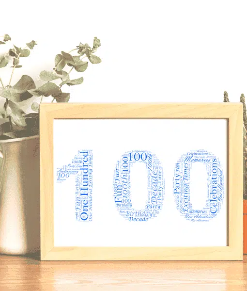 100th Birthday – Anniversary Word Art Gift Anniversary Gifts