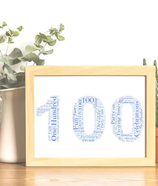 100th Birthday – Anniversary Word Art Gift Anniversary Gifts