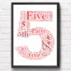 Number 5 Word Art – Custom 5th Birthday or Anniversary Gift Anniversary Gifts