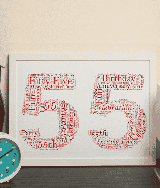 55th Birthday – Anniversary Word Art Gift Anniversary Gifts
