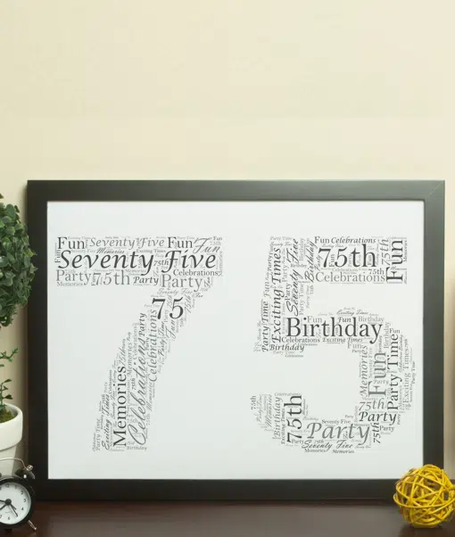 75th Birthday – Anniversary Word Art Gift Anniversary Gifts