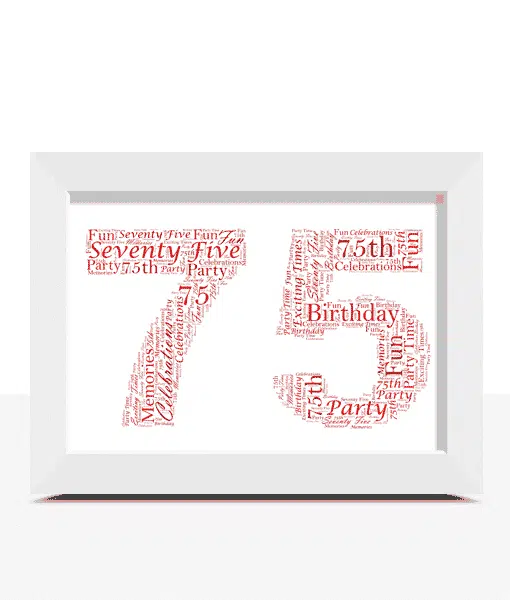 Personalised 75th Birthday – Anniversary Word Art Gift Anniversary Gifts
