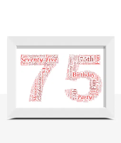 75th Birthday – Anniversary Word Art Gift Anniversary Gifts