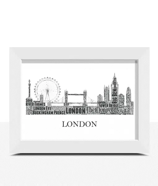 Personalised London City Skyline Word Art Picture Print Gift City Skyline Prints