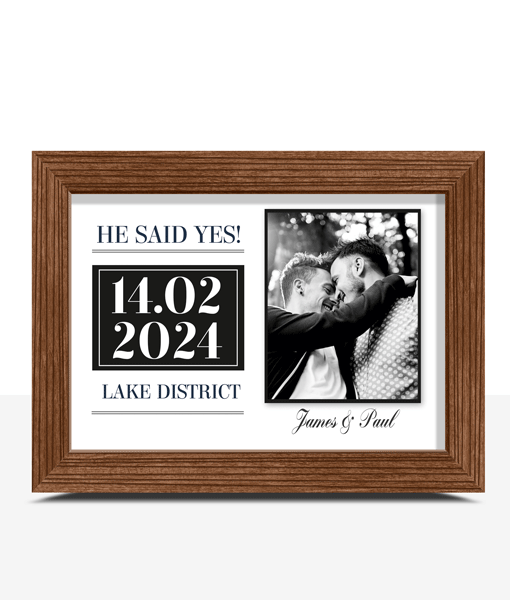 “He Said Yes!” Personalised Engagement Frame Gift Engagement Gifts