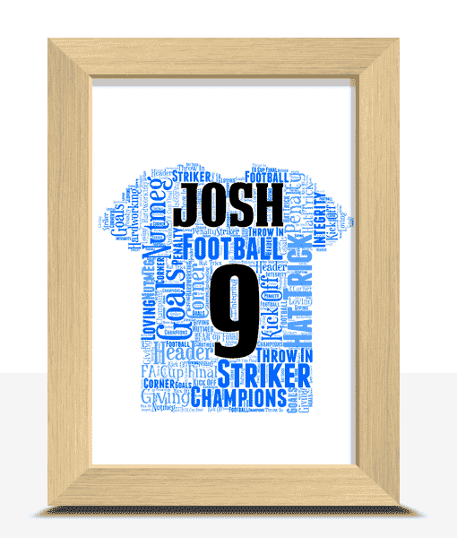 Personalised Football Shirt Word Art Print Fathers Day Gifts