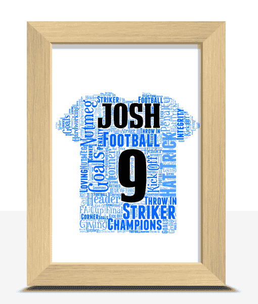 Christmas Birthday Fathers Day Football Shirt Personalised Word Art Gift