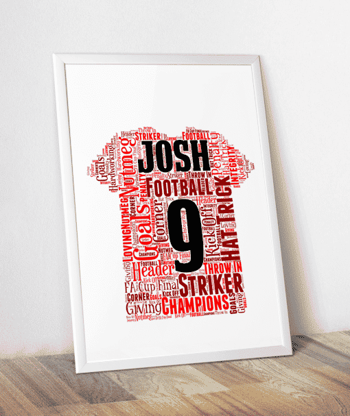 Christmas Birthday Gift Print Any Team Any Colour Football Shirt Word Art