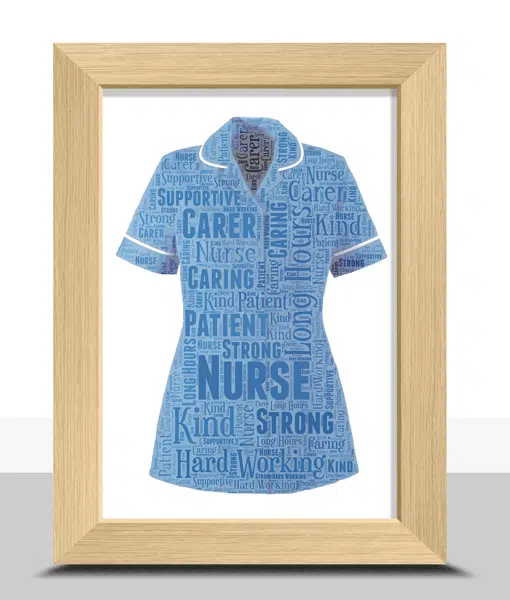 Nurse Uniform Word Art Gift Print – Personalised Nurse Tunic Healthcare Gifts