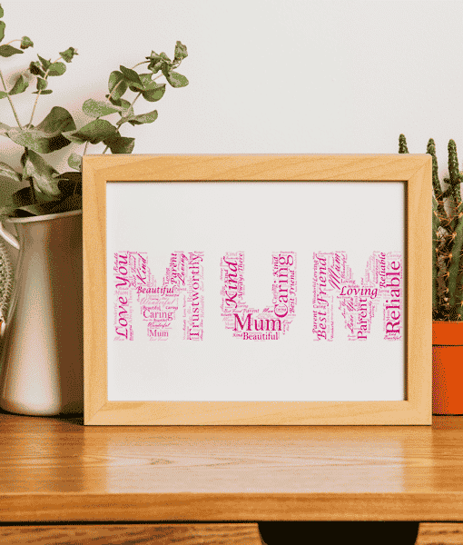 Personalised MUM Word Art Picture Frame Gift Gifts For Her