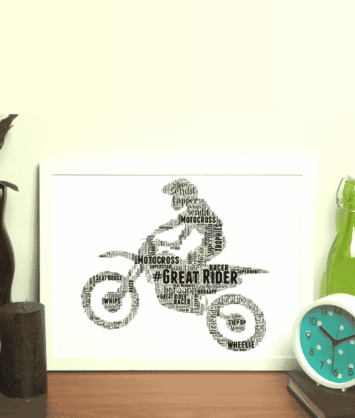 Motorbike Word Art Print Personalised Biker Gift Add All Your Own Words 