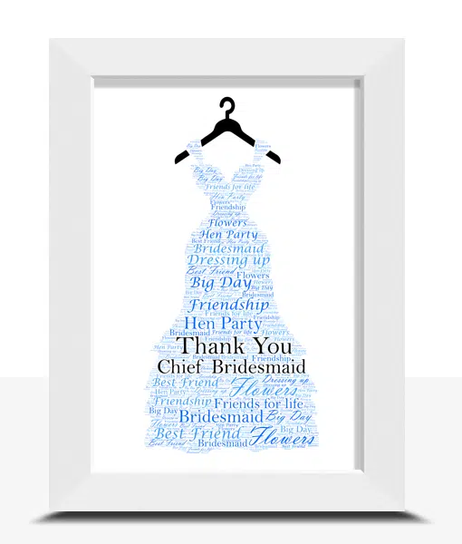 Bridesmaid Dress Word Art Gift Thank You Gifts