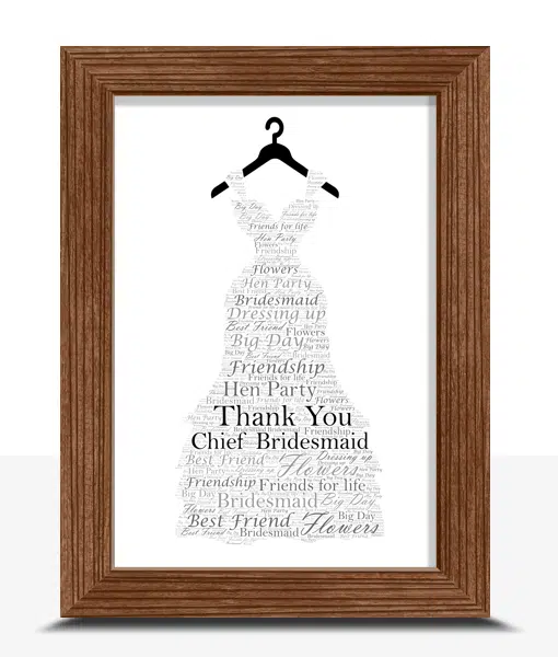 Bridesmaid Dress Word Art Gift Thank You Gifts