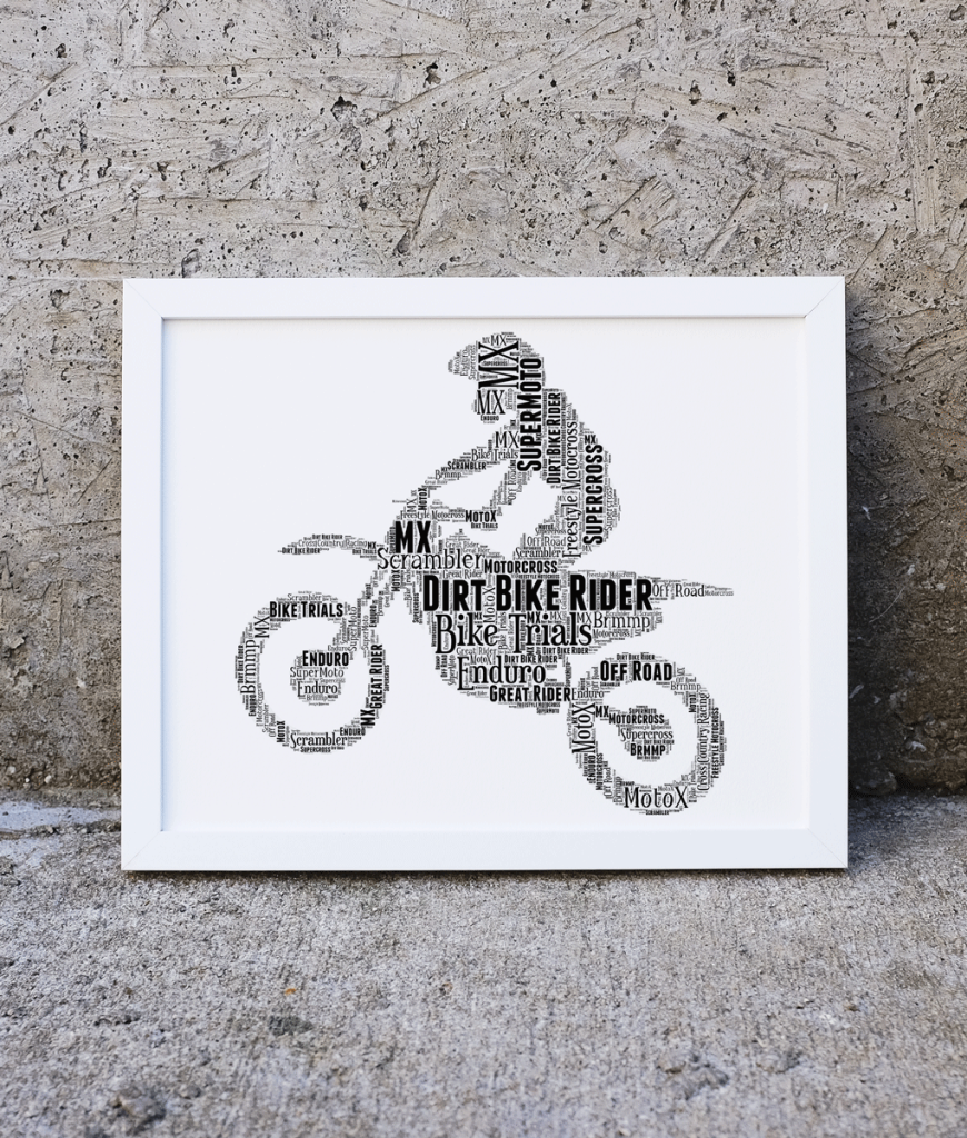 Personalised Motorbike Word Art Print – Biker Gift | ABC Prints