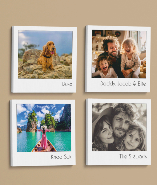 X4 Photo Canvases With Text – Wall Display Anniversary Gifts