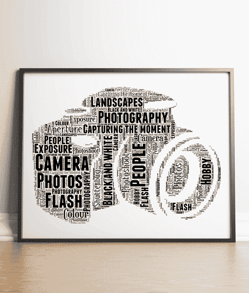 Camera Word Art – Personalised Photographer Gift