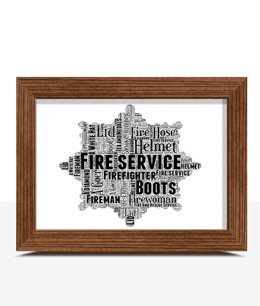Fire Service Crest Word Art – Personalised Firefighter Gift