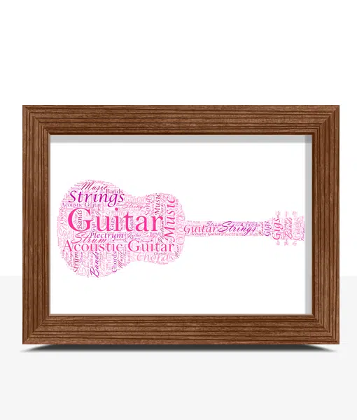Personalised Acoustic Guitar Word Art Print – Guitar Player Gift Music Gifts