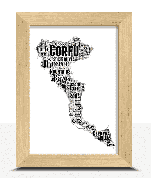 Personalised Corfu Word Art Map Maps