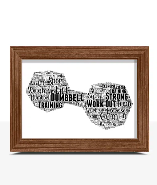 Personalised Dumbbell Word Art Print – Weightlifter Gift Sport Gifts
