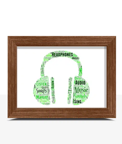 Personalised Headphones Word Art Print Music Gifts