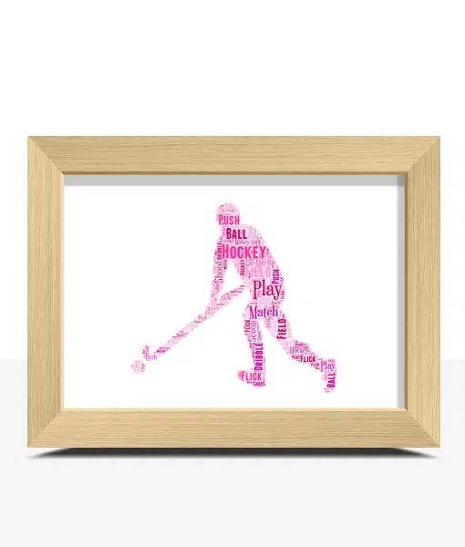 Personalised Male Hockey Player Word Art – Mens Hockey Gift Sport Gifts