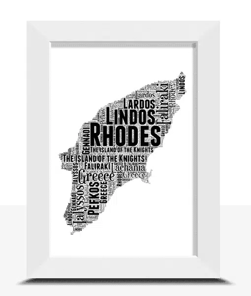 Personalised Rhodes Word Art Map Maps